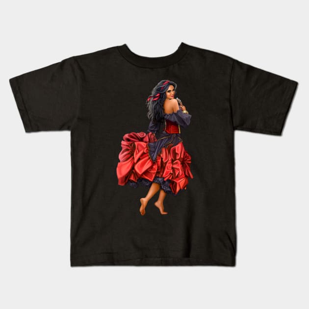 Beatifull Gothic Witch Kids T-Shirt by Cool Abstract Design